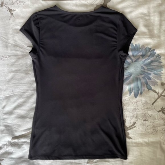 Express Black Fitted Double Layer Crew Neck Tee, XSmall - Picture 4 of 5